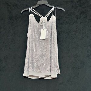 Grace Karin Silver Sequin Top